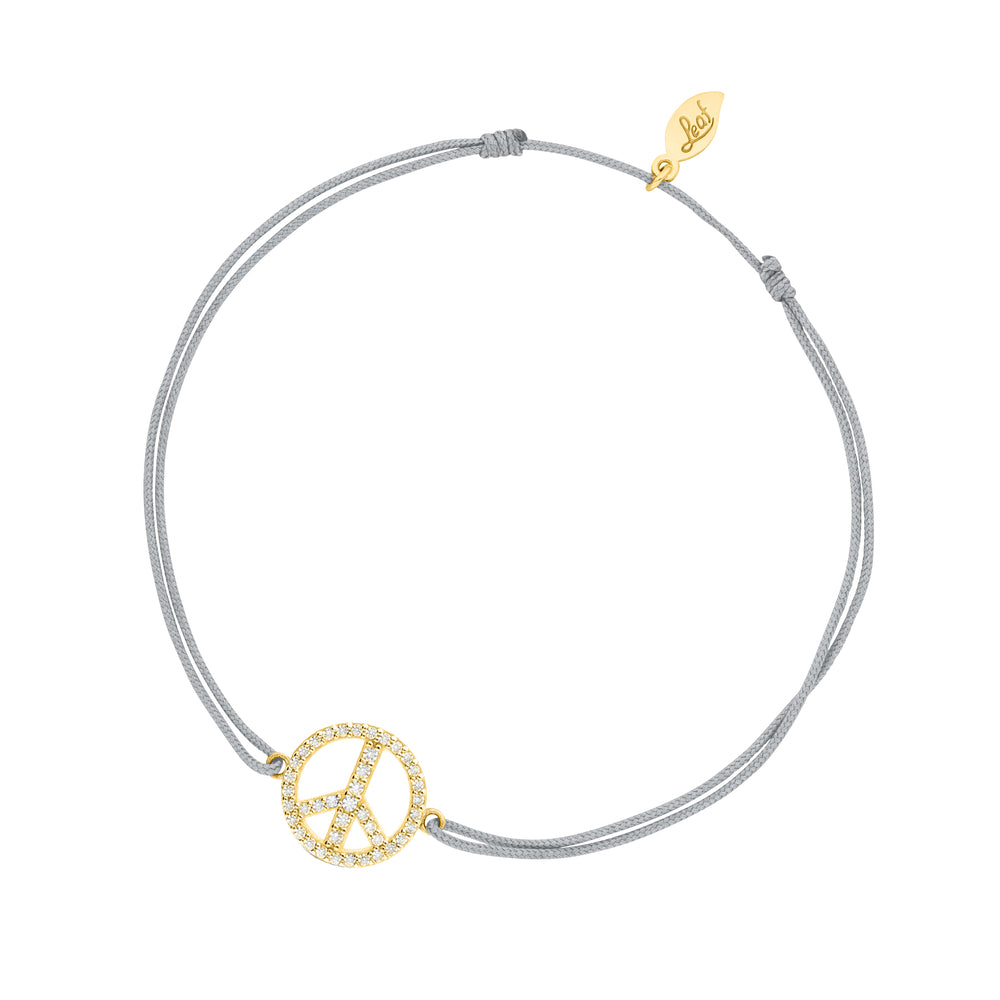 LEAF Glücksarmband Peace grau mit Zirkonia Gelbgold