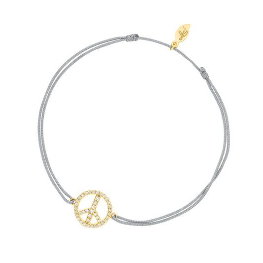 LEAF Glücksarmband Peace grau mit Zirkonia Gelbgold