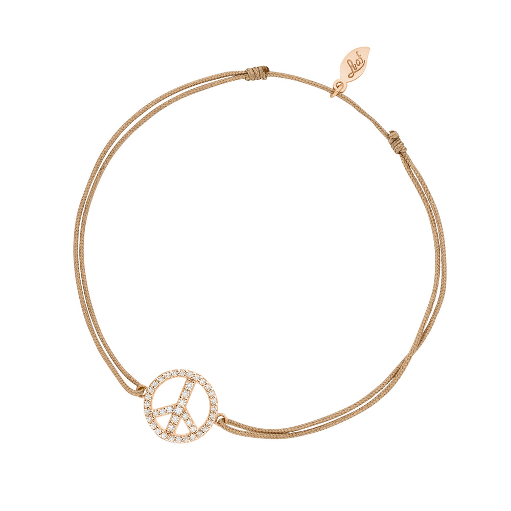 LEAF Glücksarmband Peace beige mit Zirkonia Rosegold