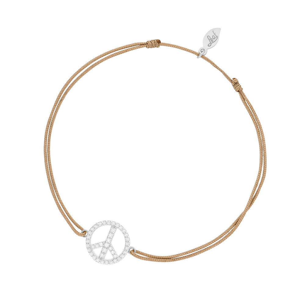 LEAF Glücksarmband Peace beige mit Zirkonia Sterlingsilber