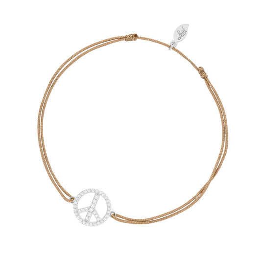 LEAF Glücksarmband Peace beige mit Zirkonia Sterlingsilber
