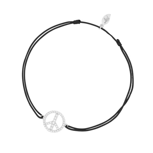 LEAF Glücksarmband Peace schwarz mit Zirkonia Sterlingsilber