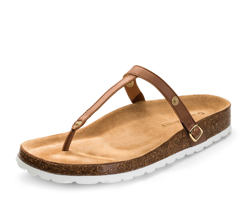 HEY MARLY Zehentrenner-Sandale Casual Cork Cognac