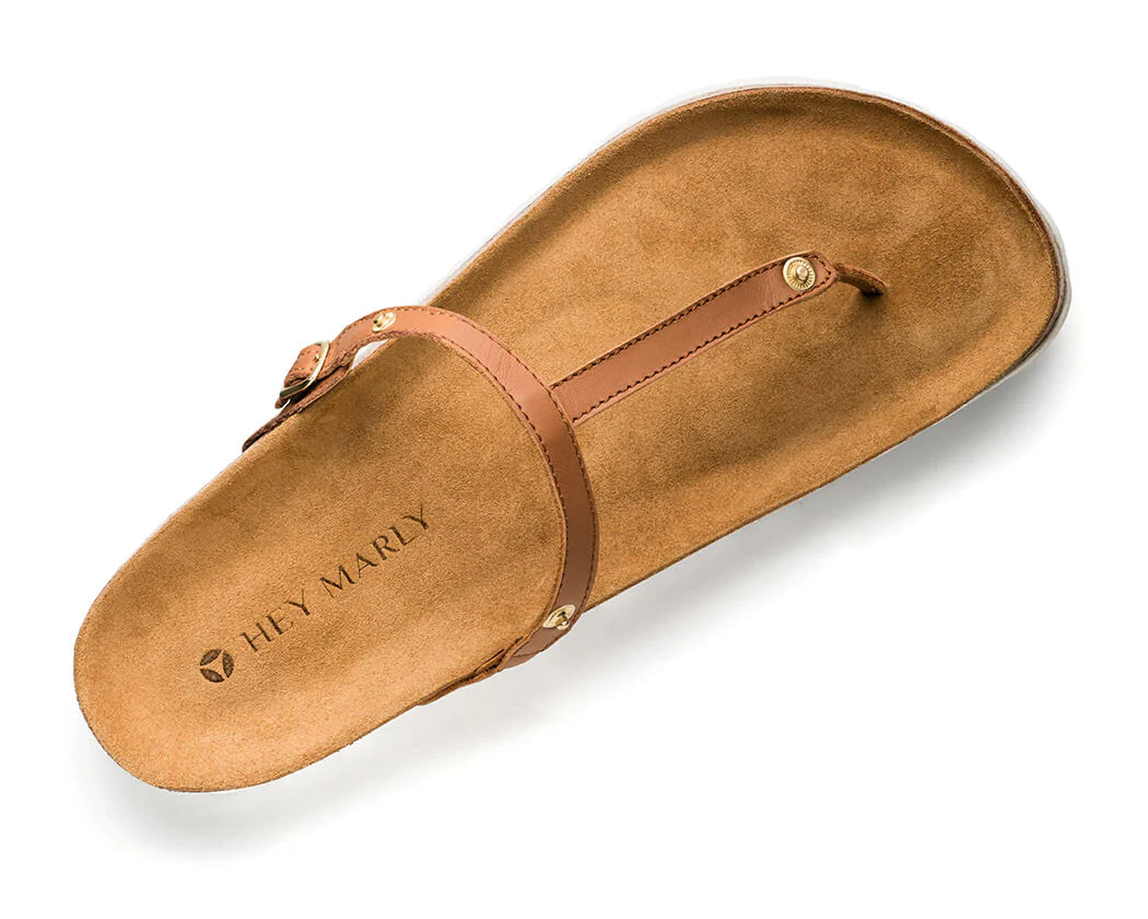 HEY MARLY Zehentrenner-Sandale Casual Cork Cognac