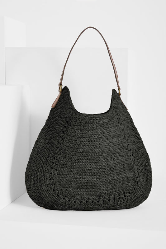 IBELIV Hobobag Meva aus Raffia - Black