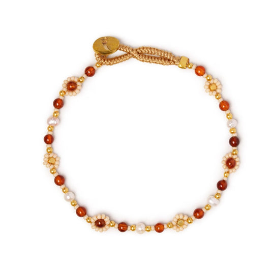 IBU JEWELS Armband Lulu Flower Antique Beige IL01