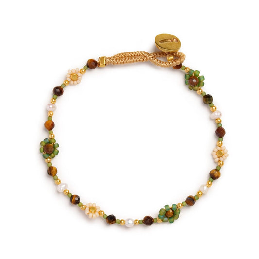 IBU JEWELS Armband Lulu Flower Antique Green IL05