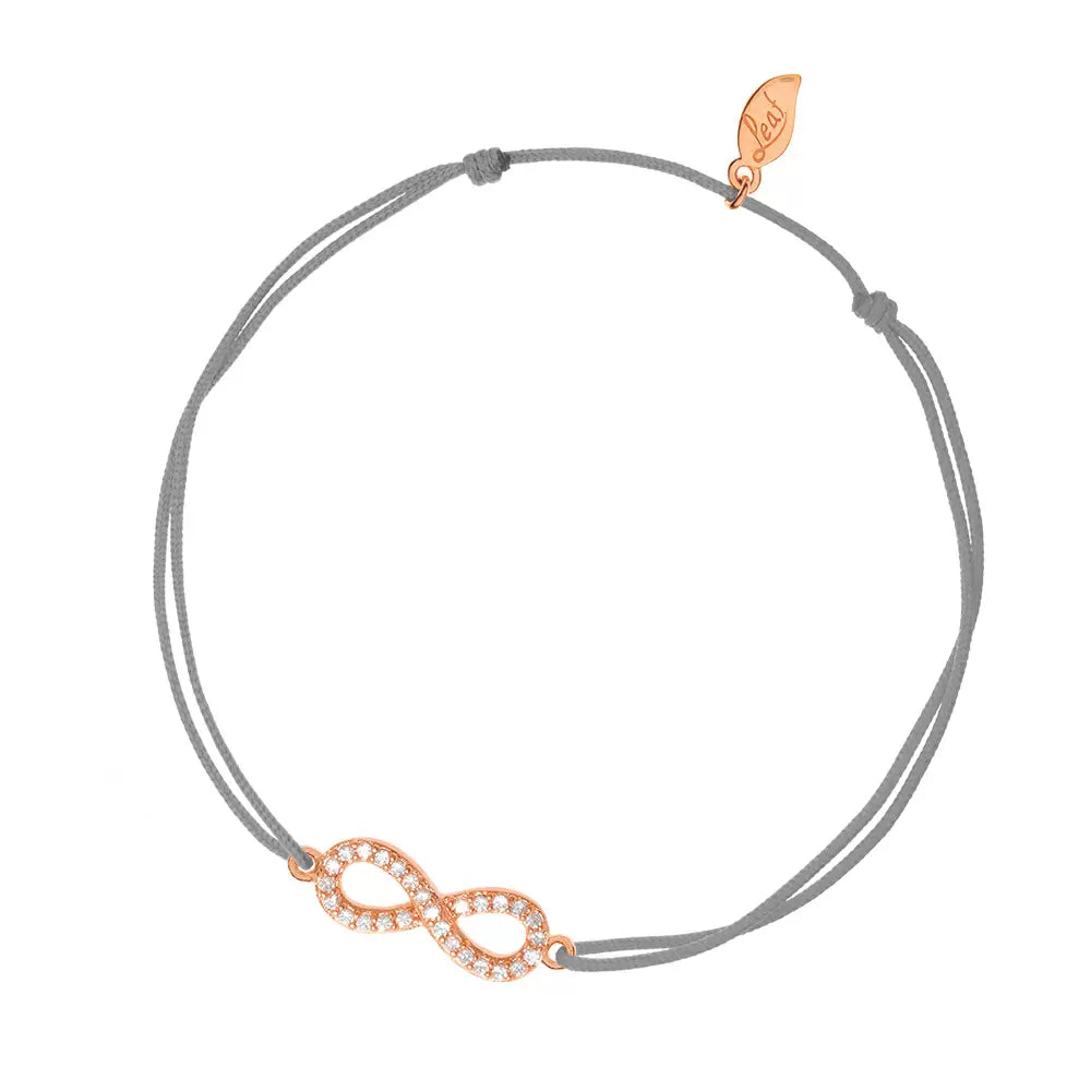 LEAF Glücksbändchen grau Infinity mit Zirkonia Rosegold