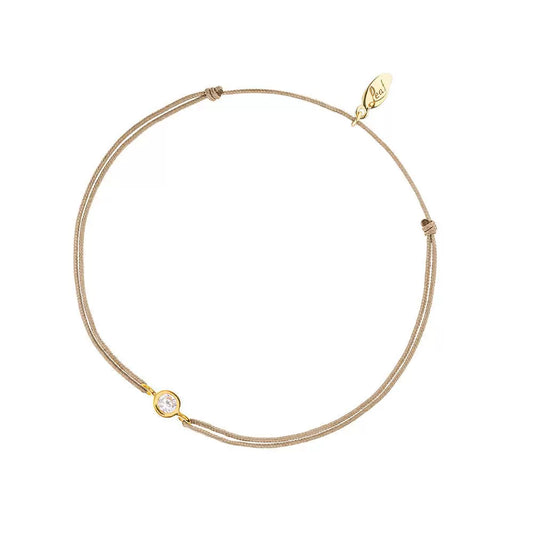 LEAF Glücksbändchen beige - Pure Gelbgold