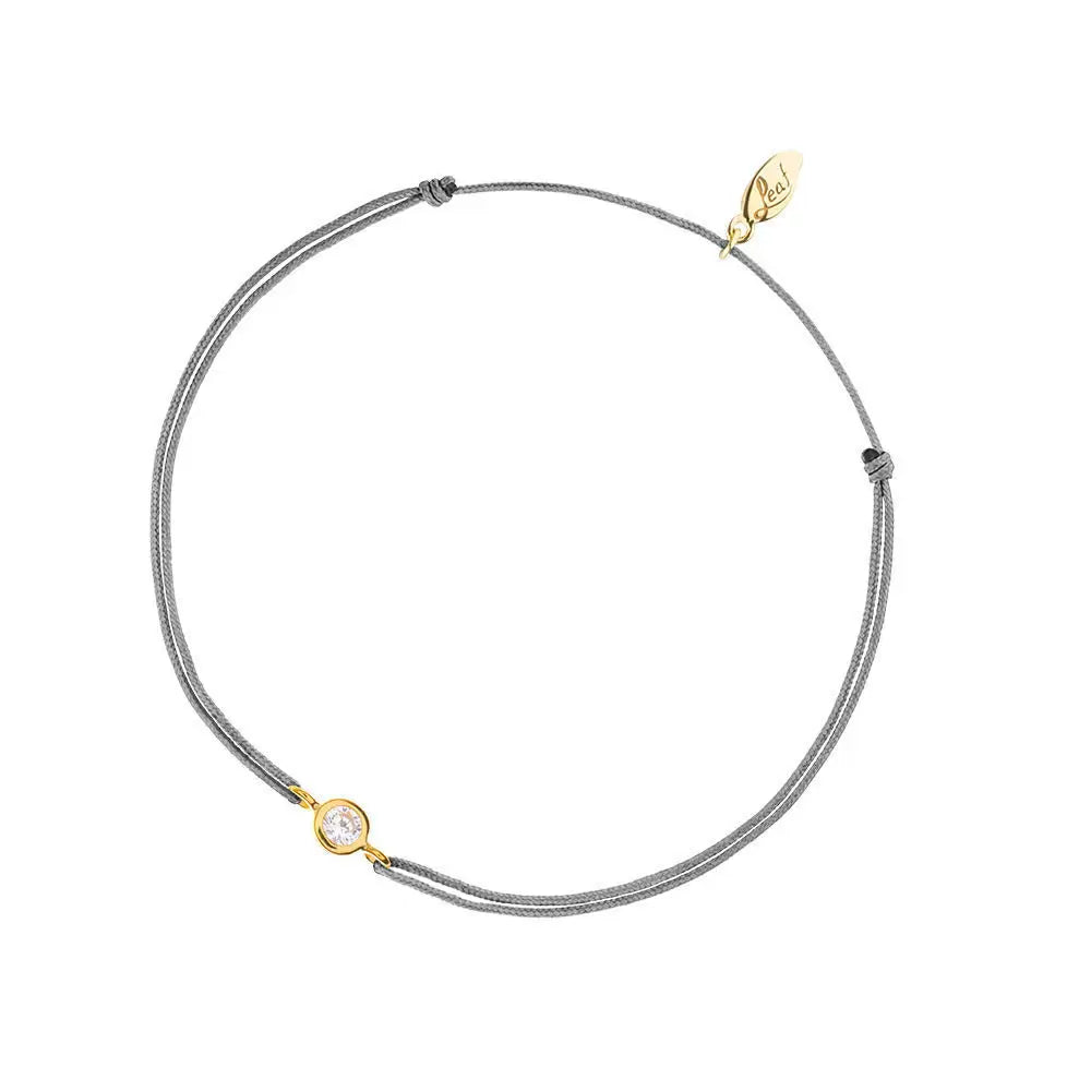 LEAF Glücksbändchen grau - Pure Gelbgold
