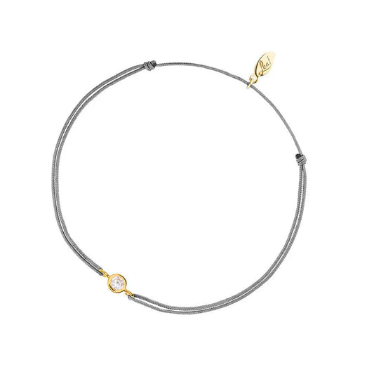 LEAF Glücksbändchen grau - Pure Gelbgold