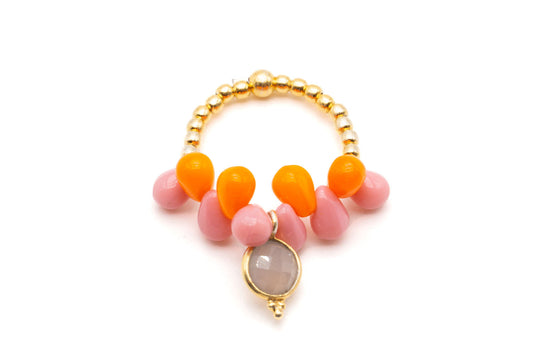 SCHMÜCKSTÜCK Perlenring Drops Pink Orange