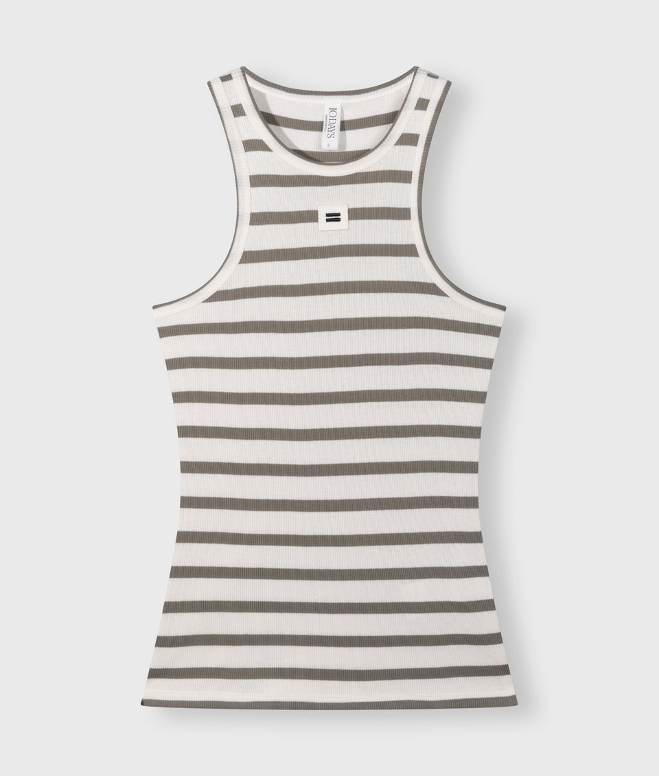 10 DAYS AMSTERDAM Tank Rib Top Stripes Ecru/Sage