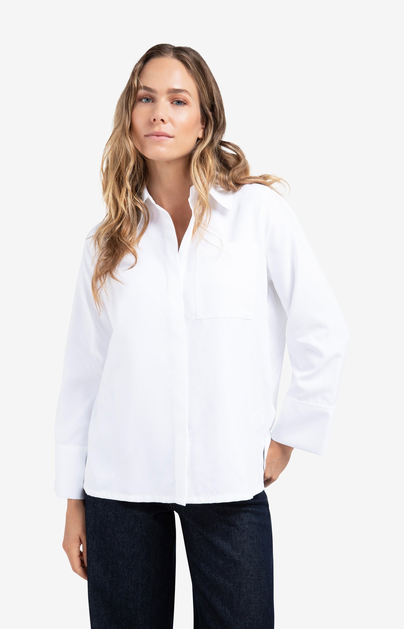 YAYA Bluse mit breiten Manschetten Pure White