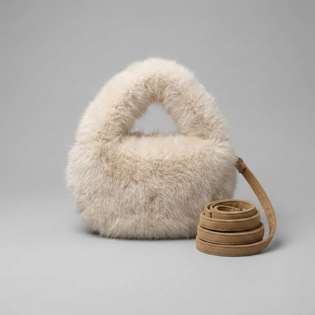 YAYA Kleine Tasche aus Fellimitat - Cashmere Grey