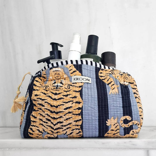 KIKOONI Handgemachte Kosmetiktasche "Poppy Tiger Black"