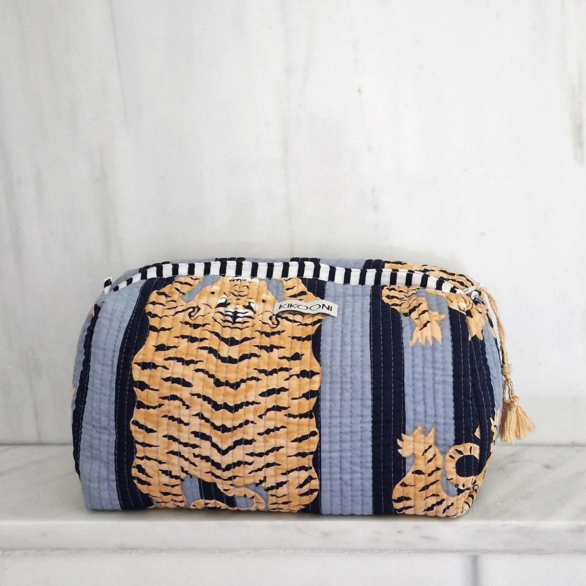 KIKOONI Handgemachte Kosmetiktasche "Poppy Tiger Black"