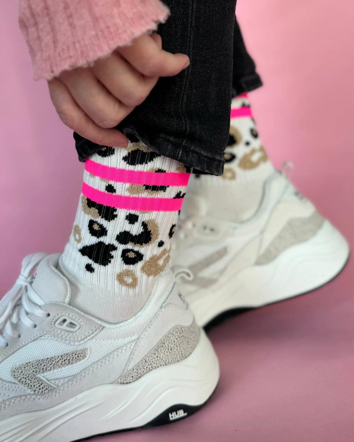 OOLEY Socken Leo Allover Neon Pink
