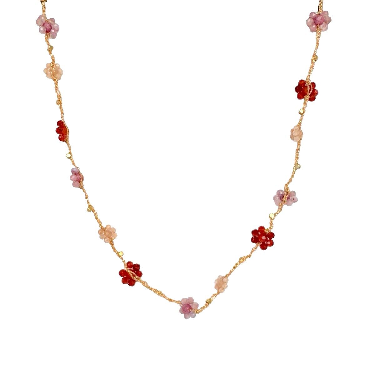 IBU Jewels Halskette Stone Flower Mix Orange NR MIX04