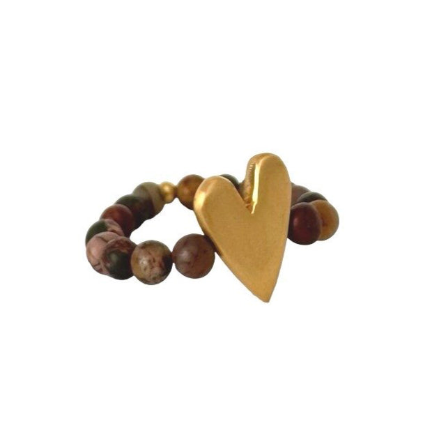 IBU Jewels Ring Sweat Heart Brown Jasper RV35