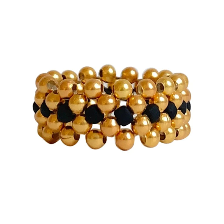 IBU Jewels Ring Lace Gold Black RX11