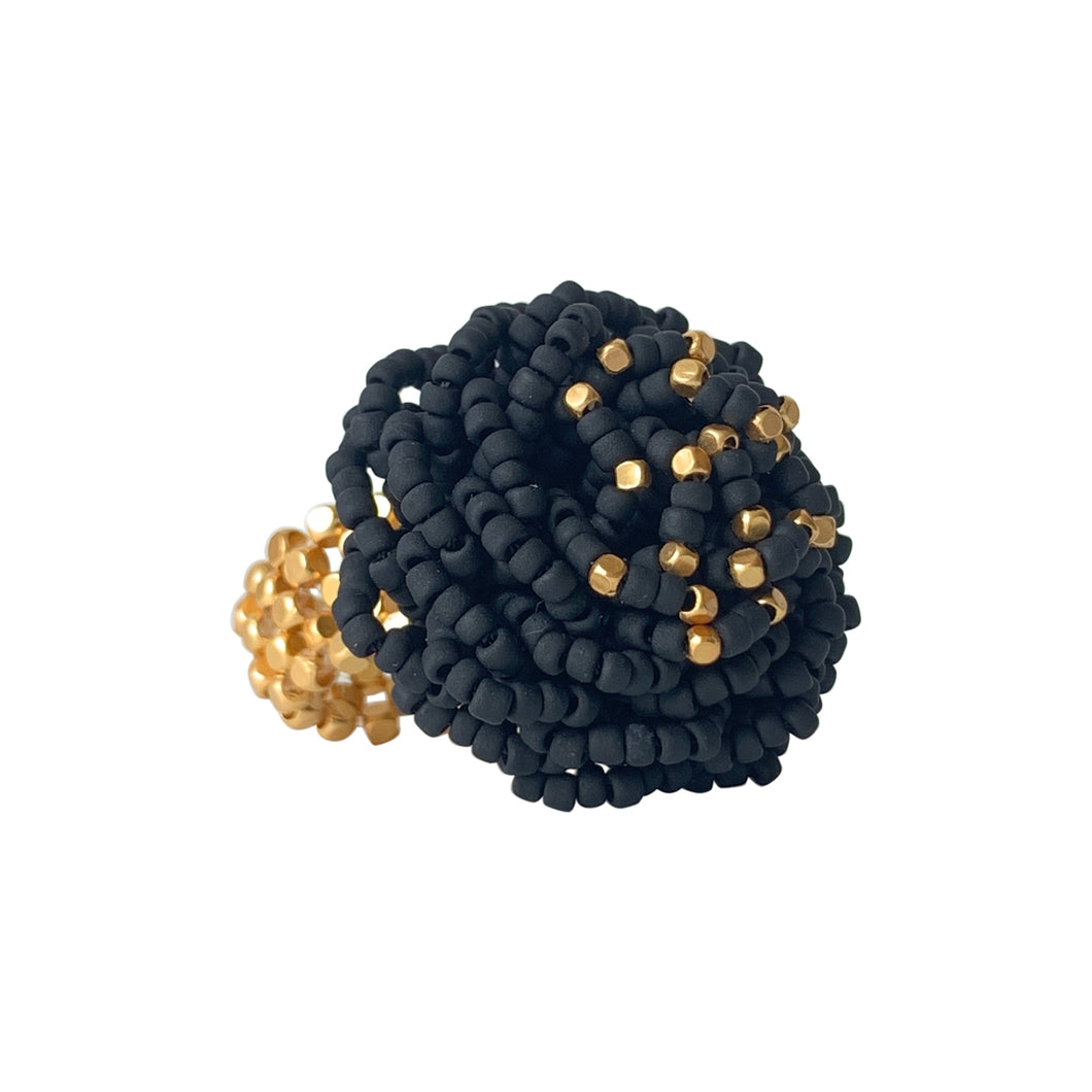 IBU Jewels Ring Rose Black RZ02
