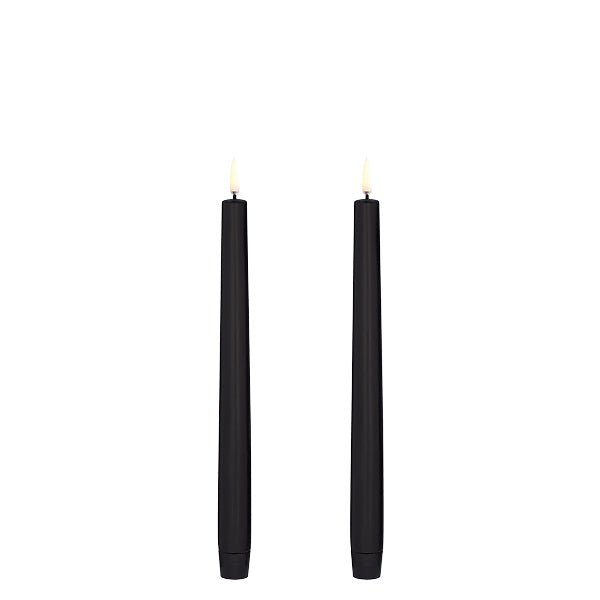 UYUNI Stabkerzen im 2-er Set mit Timer Plain Black 25,5 cm