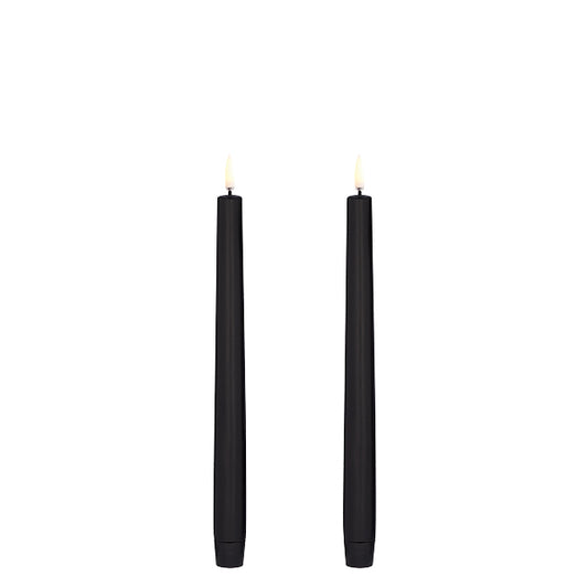 UYUNI Stabkerzen im 2-er Set mit Timer Plain Black 25,5 cm