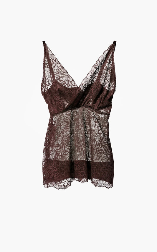 AIMEE THE LABEL ViviaS6 Lace Top Brown