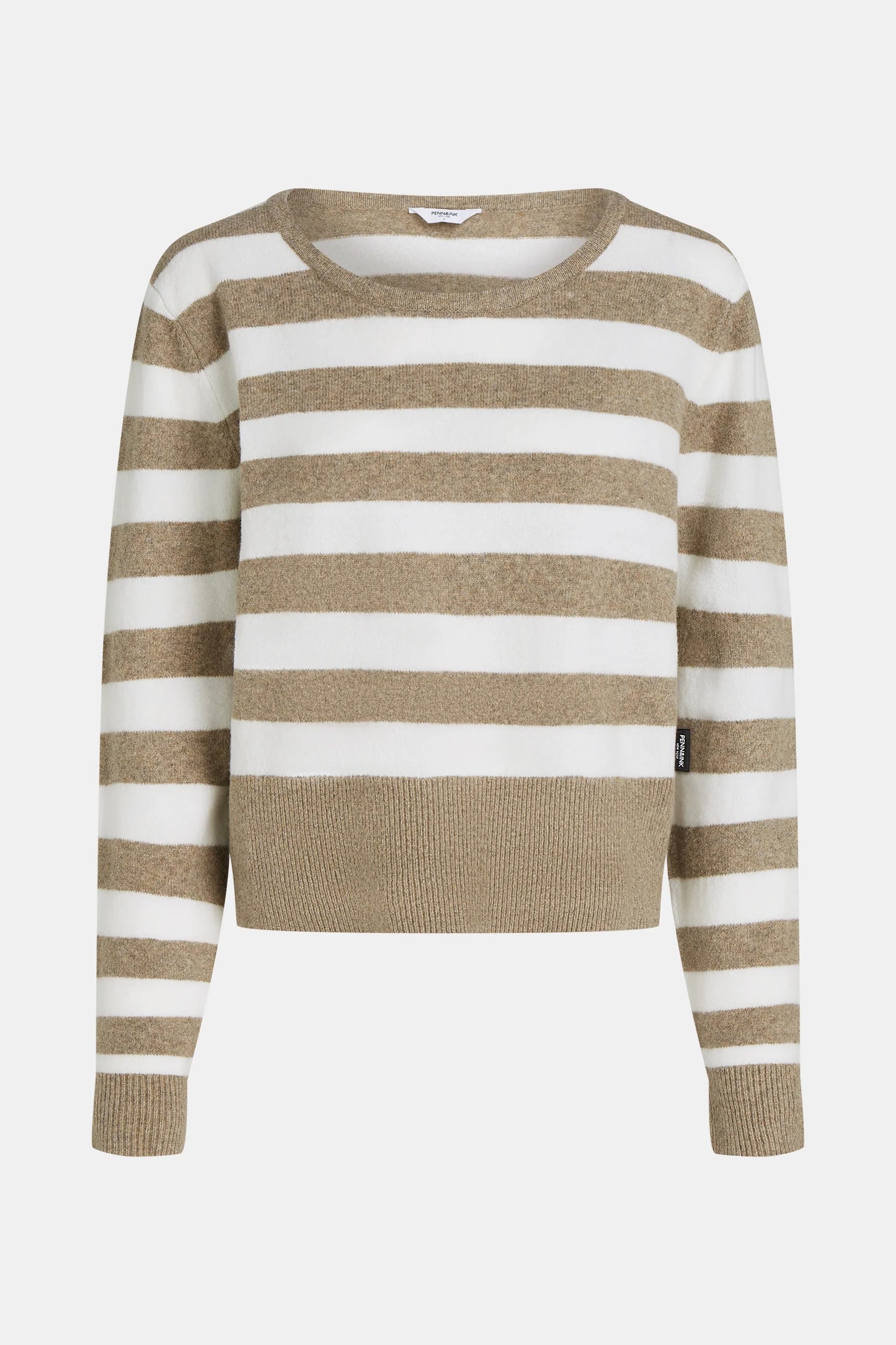PENN & INK Pullover Stripes Brown Ecru