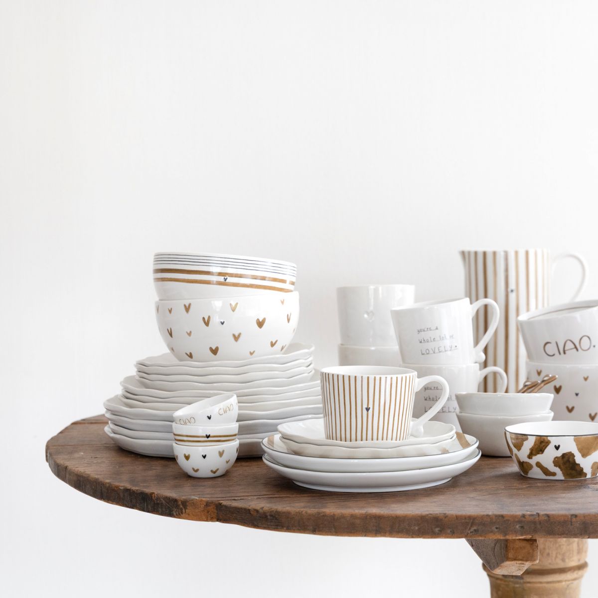 BASTION COLLECTIONS Bowl Little Hearts Brown