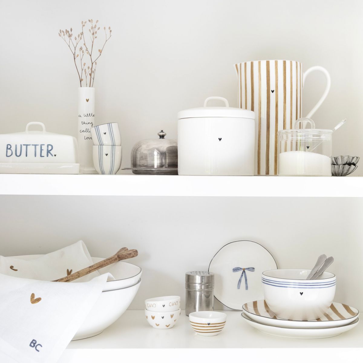 BASTION COLLECTIONS Geschirrtücher Ciao Stripes Hearts in 3 Designs