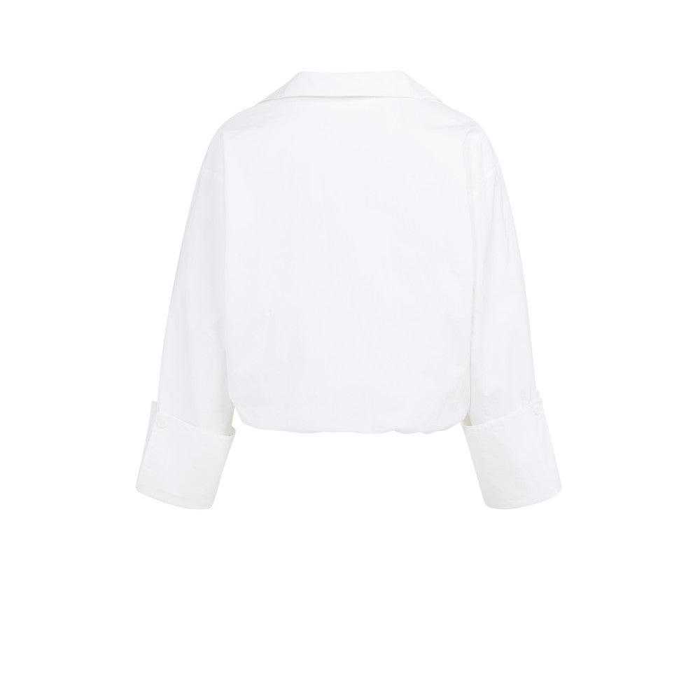 YAYA Ballon Bluse mit tiefen V-Ausschnitt Pure White