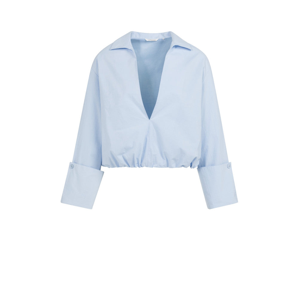 YAYA Ballon Bluse mit tiefen V-Ausschnitt Ice Blue