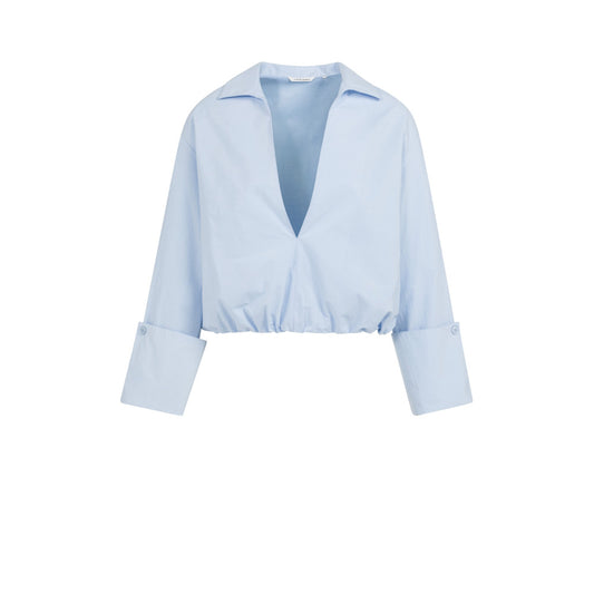 YAYA Ballon Bluse mit tiefen V-Ausschnitt Ice Blue