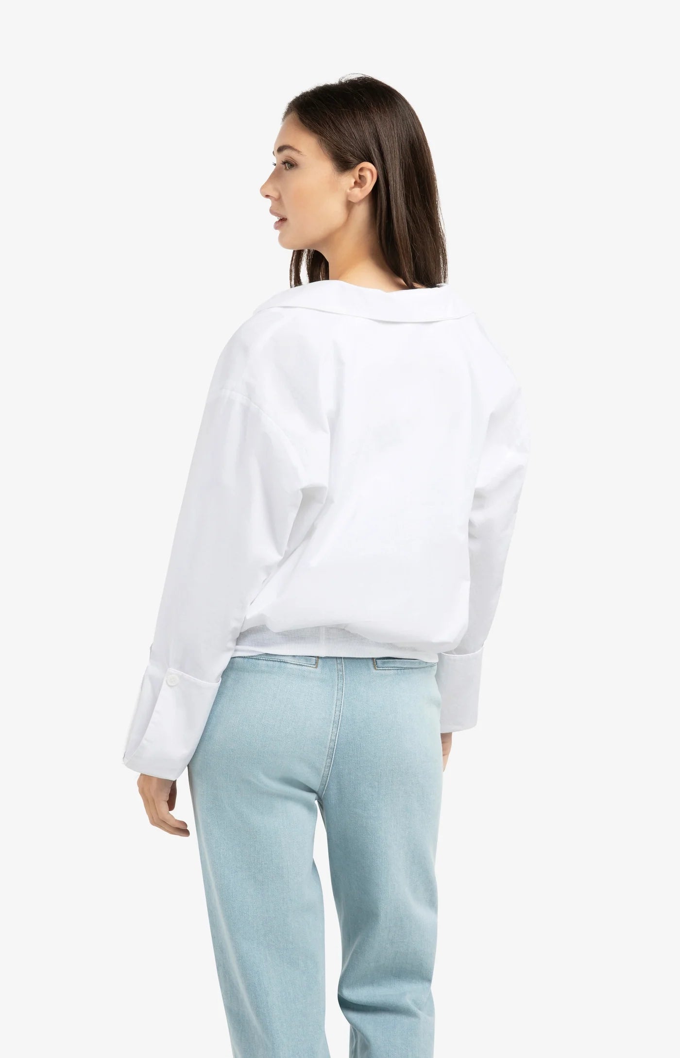YAYA Ballon Bluse mit tiefen V-Ausschnitt Pure White