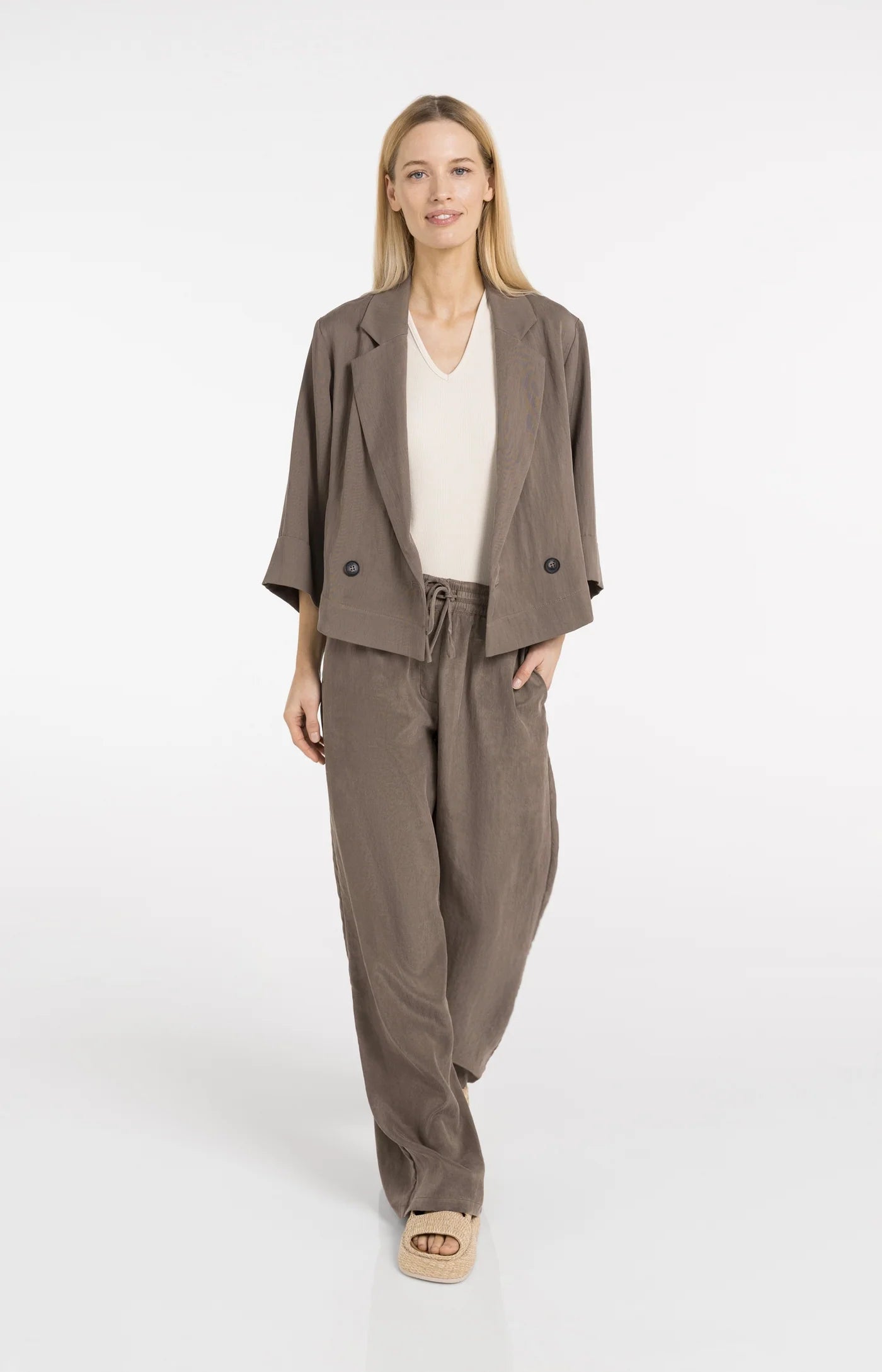 YAYA Blazer mit Kimonoärmeln Washed Brown