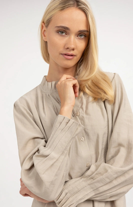 YAYA Bluse mit Plissierdetails - Cashmere Grey