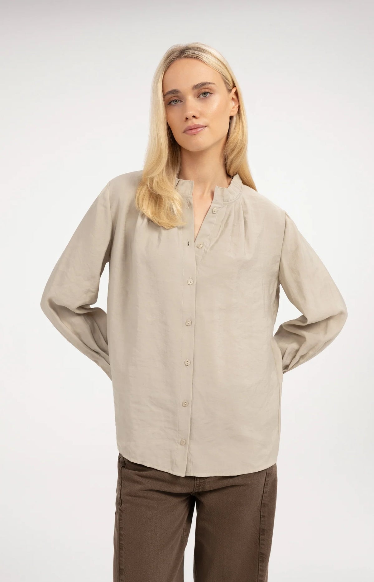 YAYA Bluse mit Plissierdetails - Cashmere Grey
