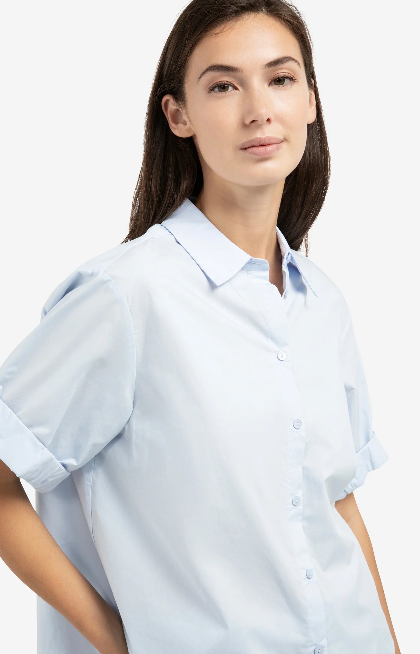 YAYA Kurzarmbluse Ice Blue