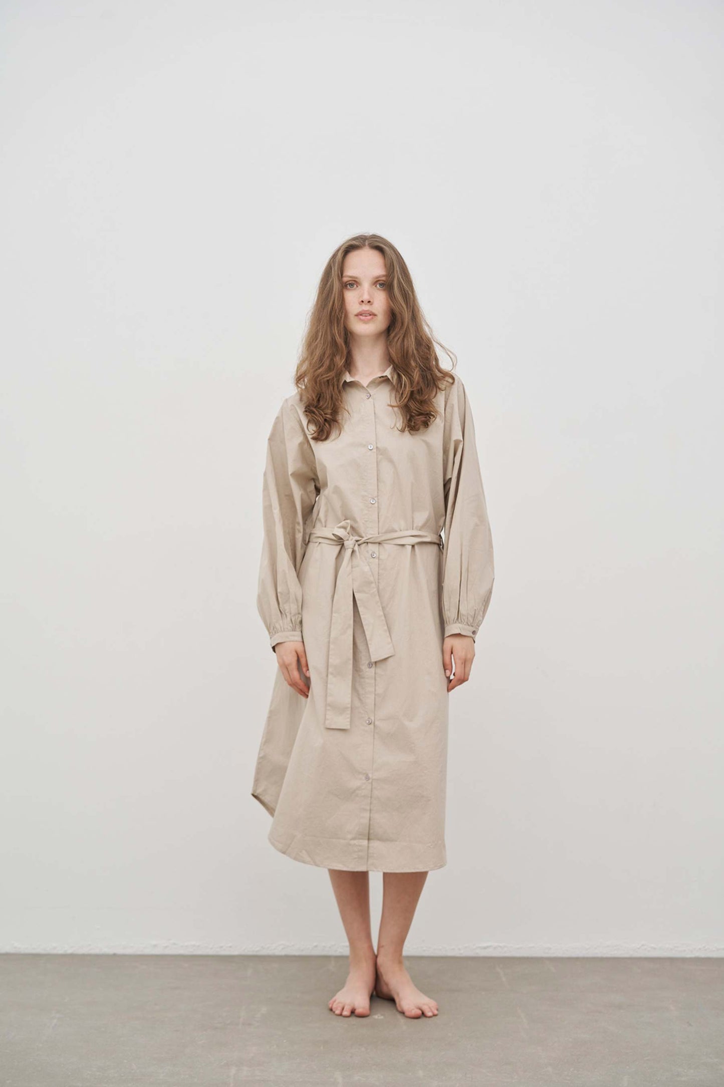 CARE BY ME Laura Loose Shirt Dress Sand