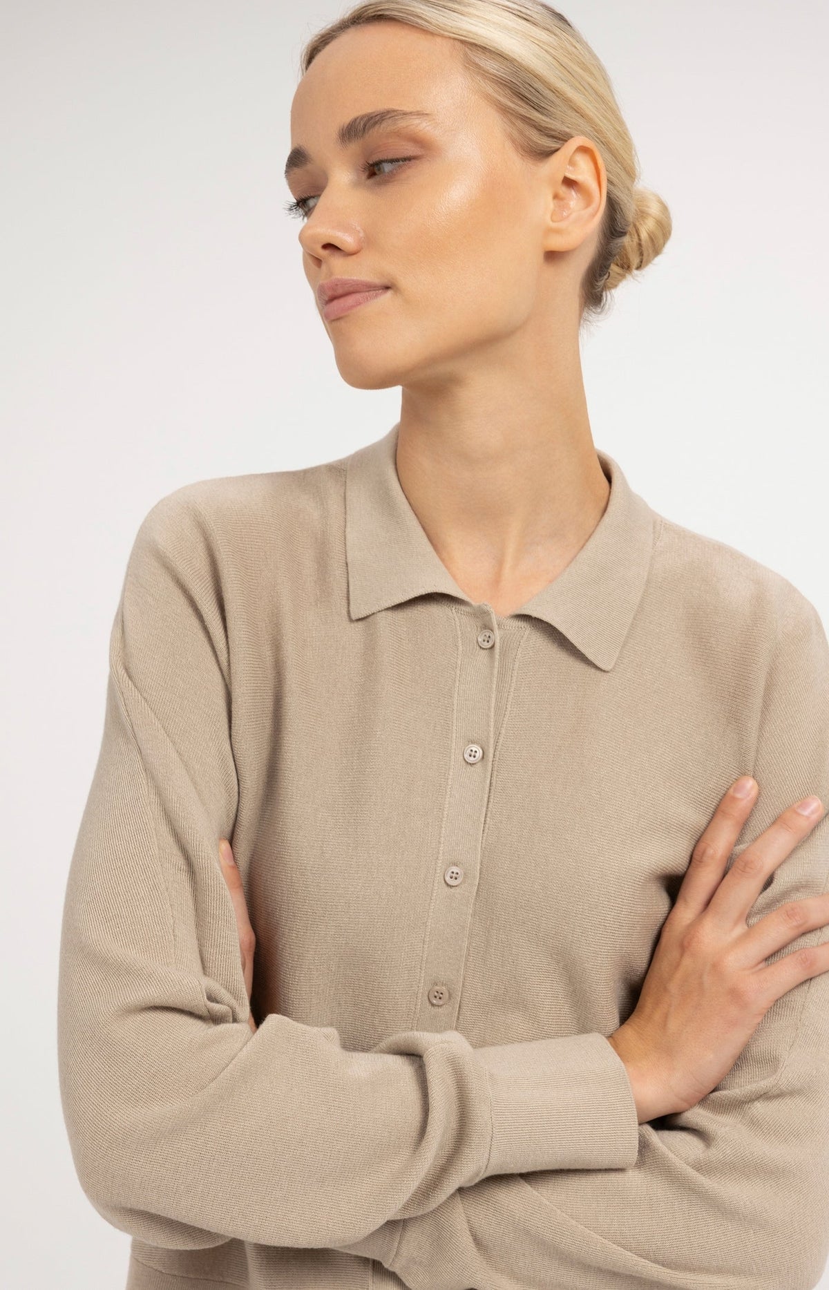 YAYA Cardigan mit Kragen und Knopfverschluss - Cashmere Grey