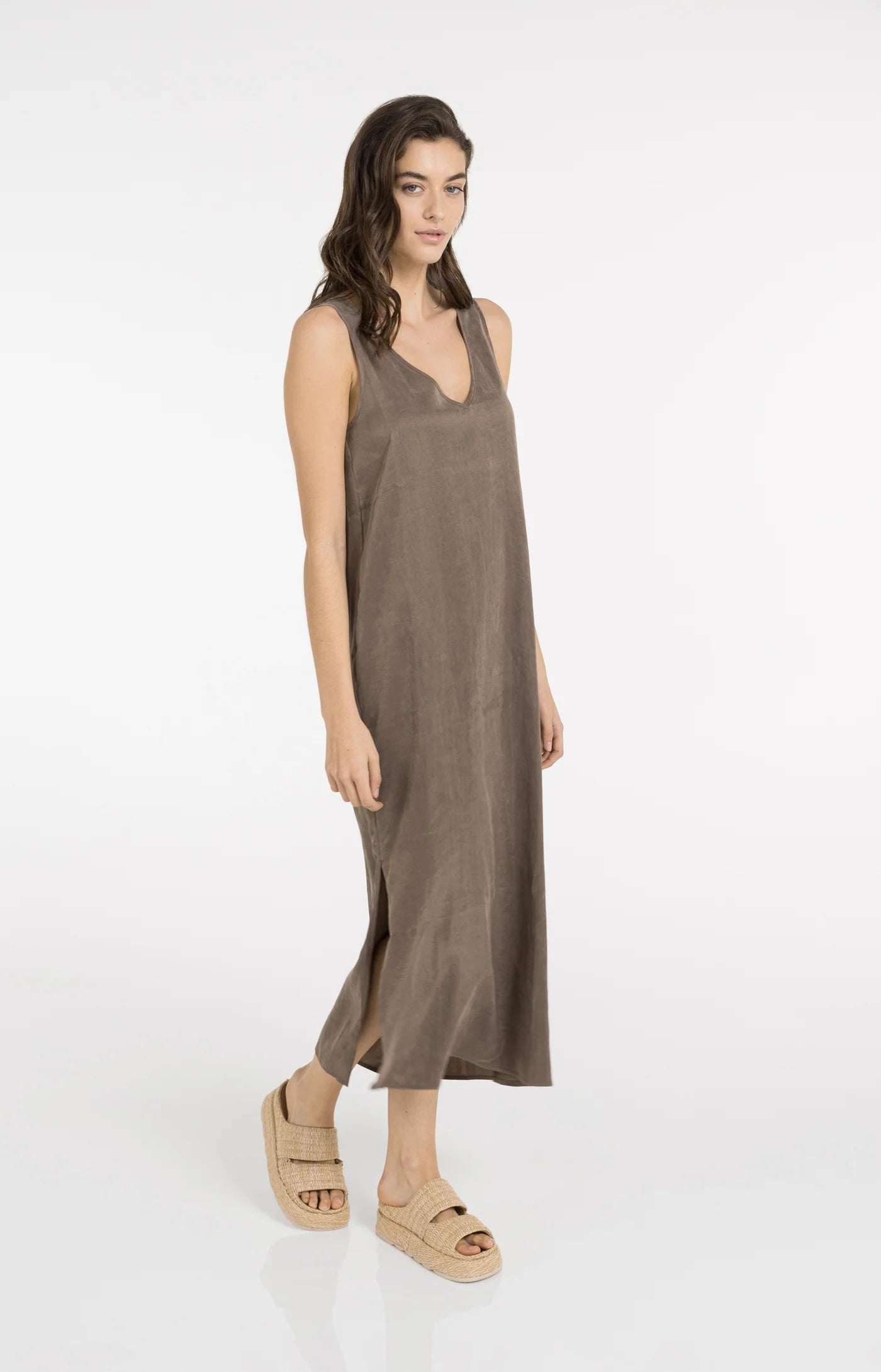YAYA Kleid in Knitteroptik - Washed Brown