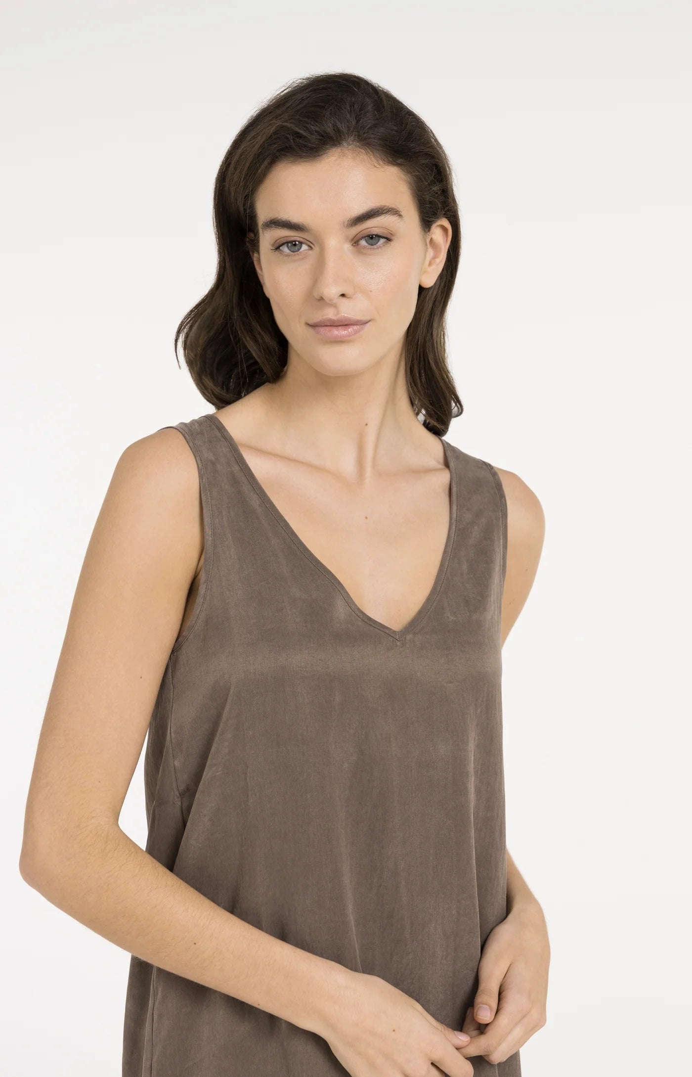 YAYA Kleid in Knitteroptik - Washed Brown