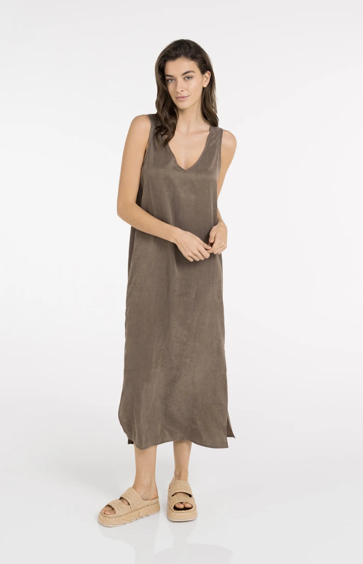 YAYA Kleid in Knitteroptik - Washed Brown