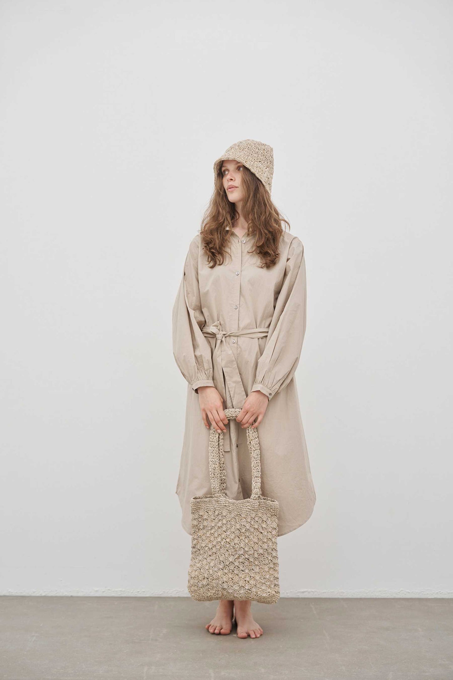 CARE BY ME Laura Loose Shirt Dress Sand
