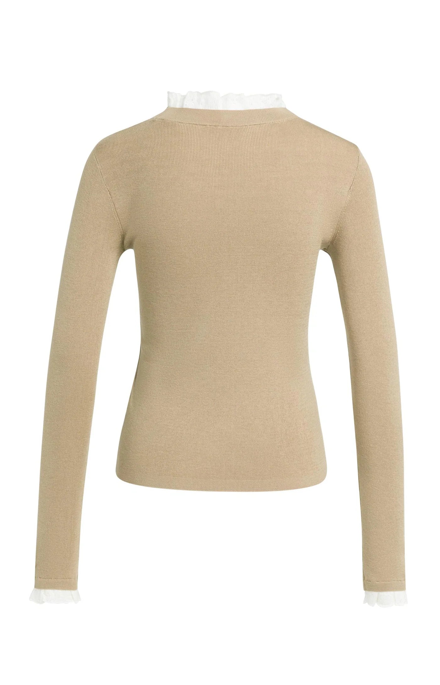 YAYA Strickoberteil mit Rippstruktur und Rüschendetails