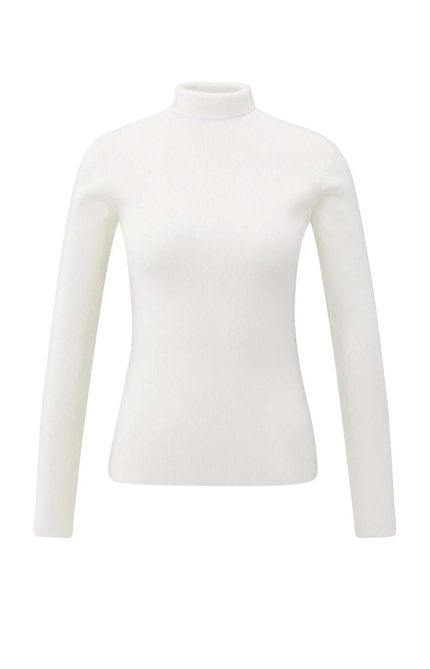 YAYA Geripptes Oberteil mit Rollkragen Frost White