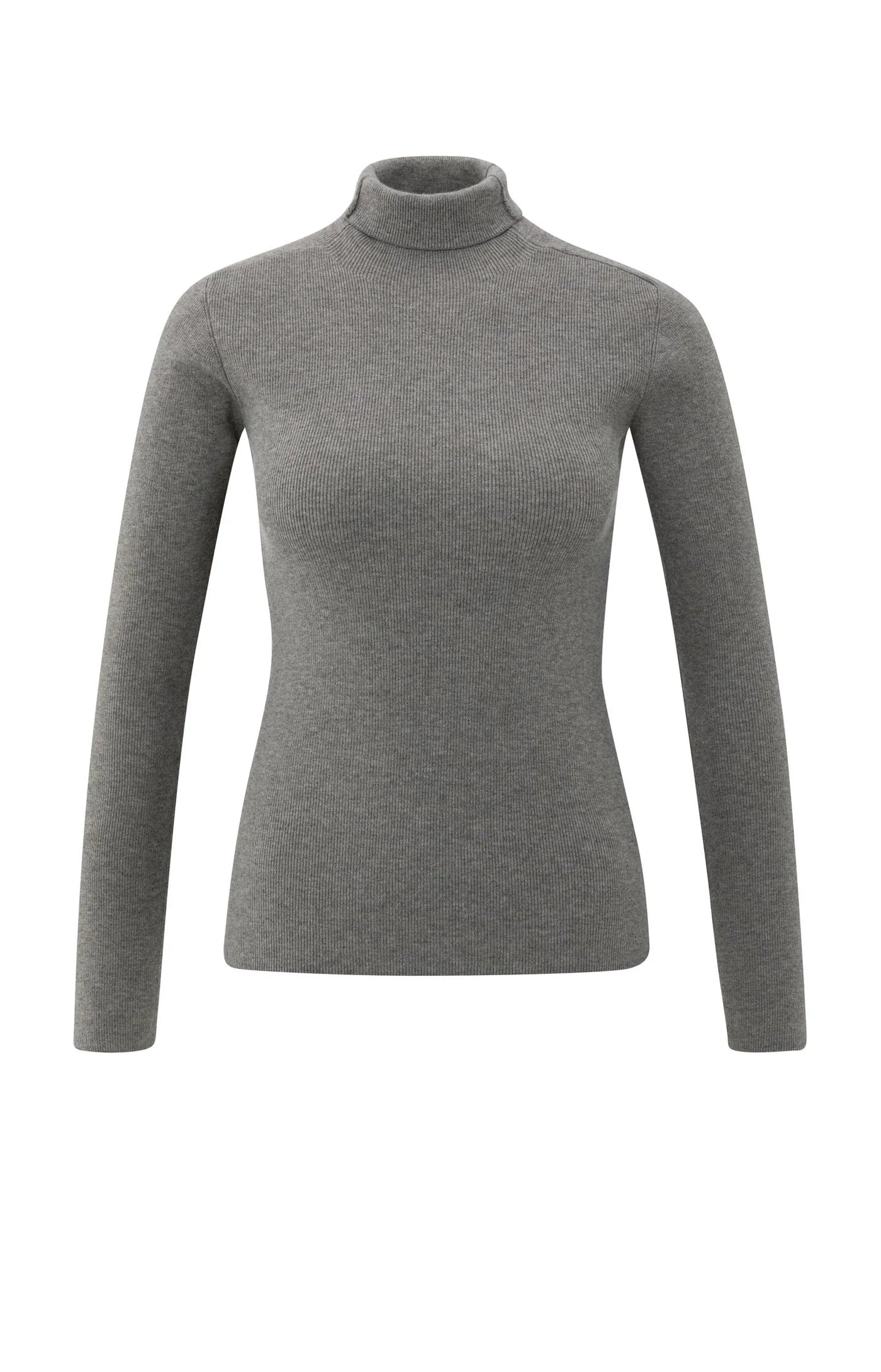 YAYA Geripptes Oberteil mit Rollkragen Taupe