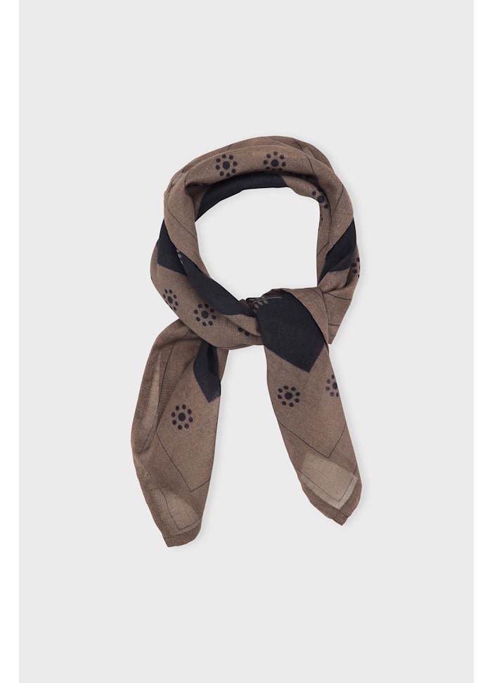 CARE BY ME Wheat Scarf - Voile Schal Brown/ Black